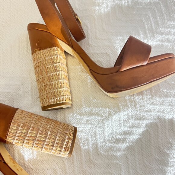 Aldo brown raffia block heel sandals: - Picture 4 of 5